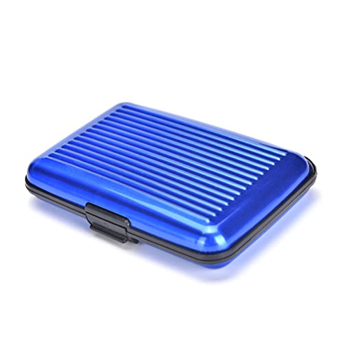 Aintap Wasserdichter Aluminium-Visitenkartenhalter: Blau, 7,5 x 11 x 2,5 cm, Memo- und Kreditkarten-Organizer von Aintap