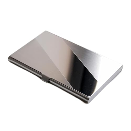 Tragbarer Visitenkartenhalter aus Aluminium – Elegante Bankkartenbox aus Edelstahl für Damen und Herren – Unisex-Ausweishülle – Silber von Aintap