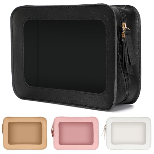 Aintmax Transparente Make-up-Tasche, TSA-zugelassener Kulturbeutel mit Reißverschluss, transparenter Make-up-Organizer für Handgepäck, Reiseutensilien, Schwarz, Large von Aintmax
