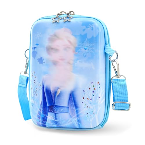 Els Handtasche Mädchen, Umhängetasche Mädchen, Eiskönigin Kinderhandtasche, PU Leder Umhängetasche Kinder mit Verstellbarem Gurt, Cartoon Kindertasche für zum Ausgehen oder Reisen(Blau) von Ainvliya
