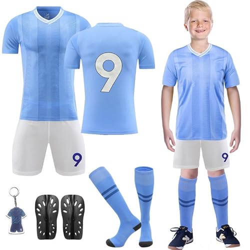 Fussball Trikot Kinder 2023/2024 Fußballtrikot Jungen, Fußball Trikot Heim/Auswärtstrikot, Nr. 9 Fußballtrikot Sportshirt Junge Football Training, Socken Fußballtrikot Set für Kinder(10-11yeras) von Ainvliya