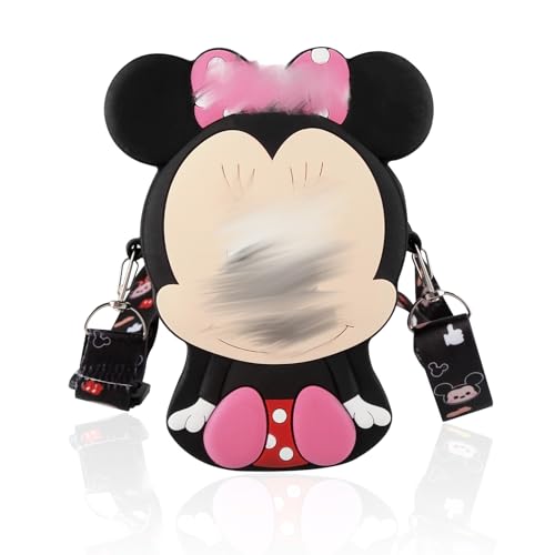 Süße Minni Tasche mit Verstellbarem Gurt, Modische Umhängetasche Mädchen, Cartoon Tasche Mini Silikon Geldbörse Kinder Münztasche für Jungen und Mädchen Mini Einzigen Schulter Tasche von Ainvliya