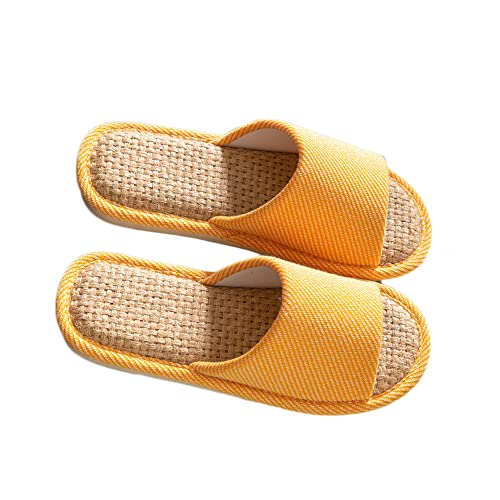 AioTio Gemütlich Leinen Hausschuhe für den Innenbereich – Atmungsaktiv und komfortabel Pantoffeln(Gelb,36/37 EU) von AioTio