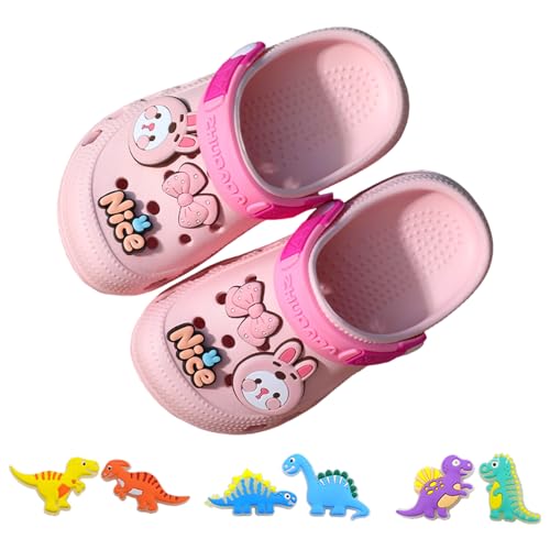 AioTio Kinder Clogs Jungen Mädchen leicht rutschfest atmungsaktiv schnelltrocknend für drinnen Strand Pool Garten(Kaninchen Rosa28/29EU) von AioTio