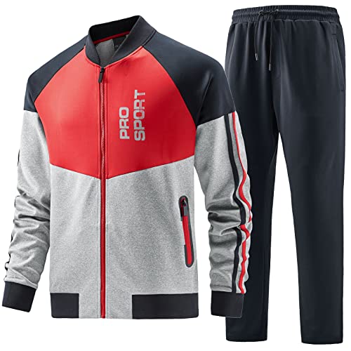 Aiozowa Trainingsanzug Herren Anzug Hausanzug Baumwolle Sportanzug Joggen Jogginganzug Freizeitanzug Sportbekleidung für Herren Grau JW-144-XXL von Aiozowa