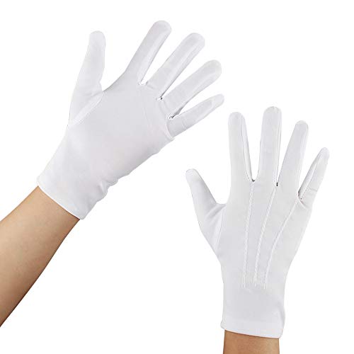 Aipaide 5 paar Nylon Baumwolle Handschuhe,Weiße Handschuhe,Dehnbare Inspektion Handschuhe für Polizei,Fahrer,Kellner,Schmuck display,Größe M. von Aipaide