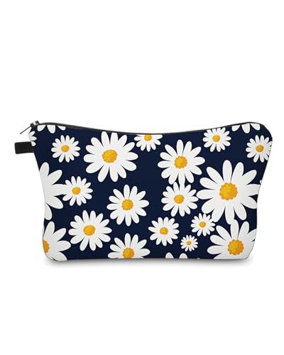 Aiphamy Niedliche Reise-Make-up-Tasche, Kosmetiktasche, kleine Tasche, Geschenk für Damen, Gänseblümchen, Dunkelblau, Casual Aiphamy Niedliche Reise-Make-up-Tasche, Kosmetiktasche, kleine Tasche, Geschenk für Damen, Gänseblümchen, Dunkelblau, Casual von Aiphamy