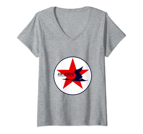 Damen Air Koryo Korea Pyongyang Hangul Flugzeugträger T-Shirt mit V-Ausschnitt Damen Air Koryo Korea Pyongyang Hangul Flugzeugträger T-Shirt mit V-Ausschnitt von Air Koryo Korea Pyongyang Hangul Airline Carrier