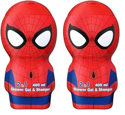 Air-Val International Spiderman Duschgel & Shampoo − 3D Figur mit tollem Duft, für Kinder und Erwachsene (400 ml) (Packung mit 2) von AIR-VAL INTERNATIONAL