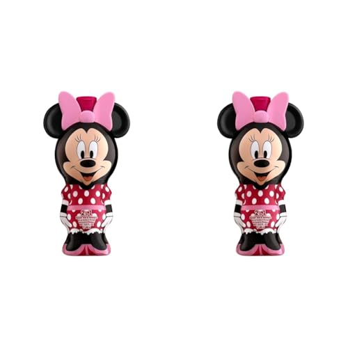 Minnie Mouse 2in1 Duschgel & Shampoo für Kinder mit milder Pflegeformel, 3D Figur Minnie Mouse (400 ml) (Packung mit 2) von AIR-VAL INTERNATIONAL