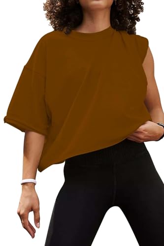 AirMood Oversize Workout Crop T-Shirt Tops Oversized Casual, braun, XXL von AirMood