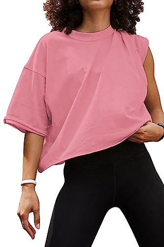 AirMood Oversize Workout Crop T-Shirt Tops Oversized Casual, Rose, S von AirMood