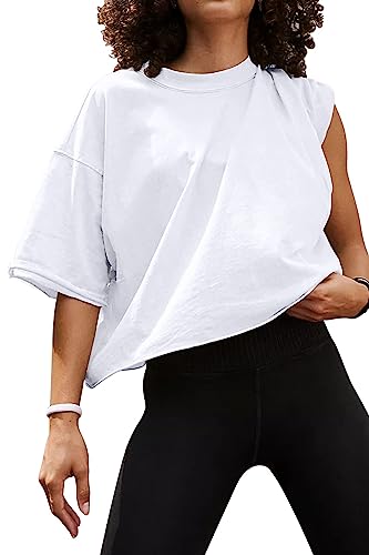 AirMood Oversize Workout Crop T-Shirt Tops Oversized Casual, weiß, XXL von AirMood
