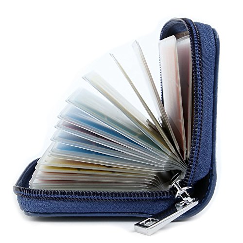 AirZyx Kreditkartenetui Damen Herren Leder RFID Schutz Reißverschluss (Blau) von AirZyx