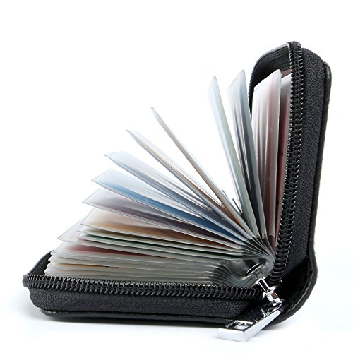 AirZyx Kreditkartenetui Damen Herren Leder RFID Schutz Reißverschluss (Schwarz) von AirZyx