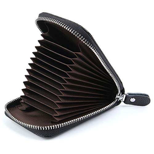 AirZyx Kreditkartenetui Damen Leder RFID Schutz Reißverschluss (Schwarz) von AirZyx