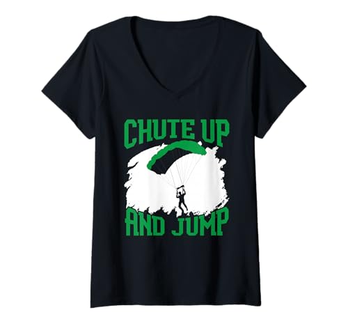 Damen Fallschirmjäger Fallschirmjäger Fallschirmspringen Fallschirmspringen Fallschirmspringen T-Shirt mit V-Ausschnitt Damen Fallschirmjäger Fallschirmjäger Fallschirmspringen Fallschirmspringen Fallschirmspringen T-Shirt mit V-Ausschnitt von Airborne Paratrooper Parachute Skydiving