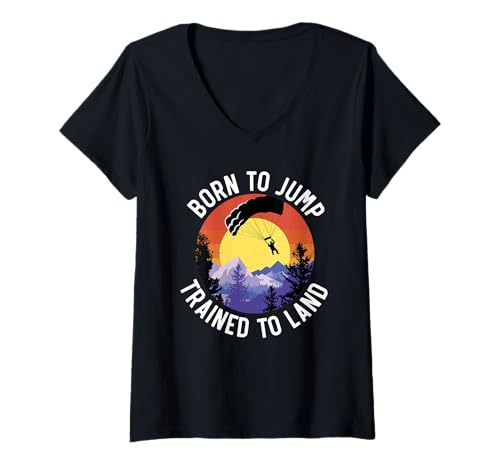 Damen Fallschirmjäger Fallschirmjäger Fallschirmspringen Fallschirmspringen Fallschirmspringen T-Shirt mit V-Ausschnitt Damen Fallschirmjäger Fallschirmjäger Fallschirmspringen Fallschirmspringen Fallschirmspringen T-Shirt mit V-Ausschnitt von Airborne Paratrooper Parachute Skydiving
