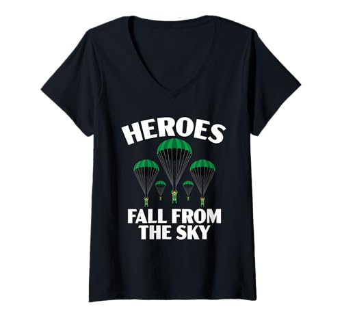 Damen Fallschirmjäger Fallschirmjäger Fallschirmspringen Fallschirmspringen Fallschirmspringen T-Shirt mit V-Ausschnitt Damen Fallschirmjäger Fallschirmjäger Fallschirmspringen Fallschirmspringen Fallschirmspringen T-Shirt mit V-Ausschnitt von Airborne Paratrooper Parachute Skydiving