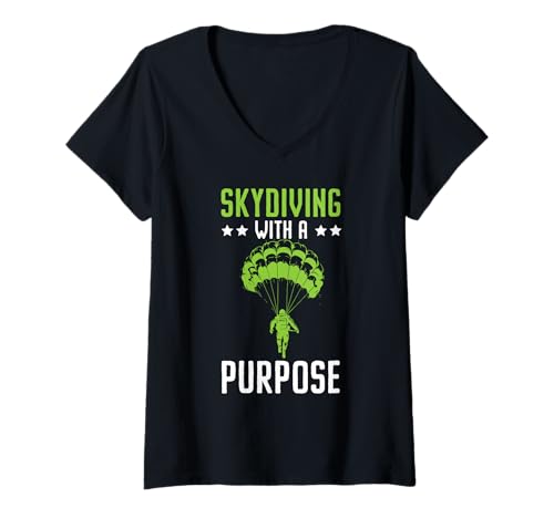 Damen Fallschirmjäger Fallschirmjäger Fallschirmspringen Fallschirmspringen Fallschirmspringen T-Shirt mit V-Ausschnitt Damen Fallschirmjäger Fallschirmjäger Fallschirmspringen Fallschirmspringen Fallschirmspringen T-Shirt mit V-Ausschnitt von Airborne Paratrooper Parachute Skydiving