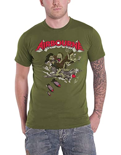 Airbourne Nitro Männer T-Shirt Oliv XL 100% Baumwolle Band-Merch, Bands, Nachhaltigkeit von Metallica