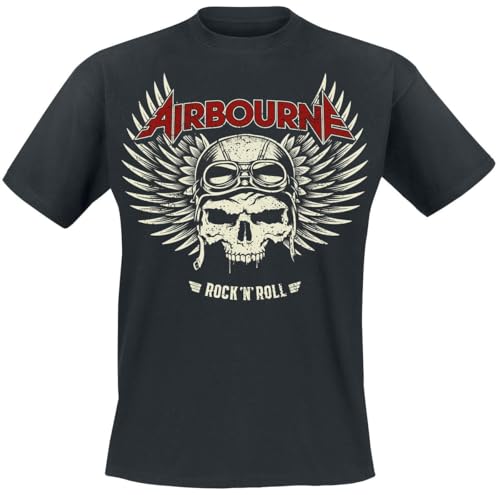 Airbourne Red Logo Mono Scorch Männer T-Shirt schwarz XXL 100% Baumwolle Band-Merch, Bands von Airbourne