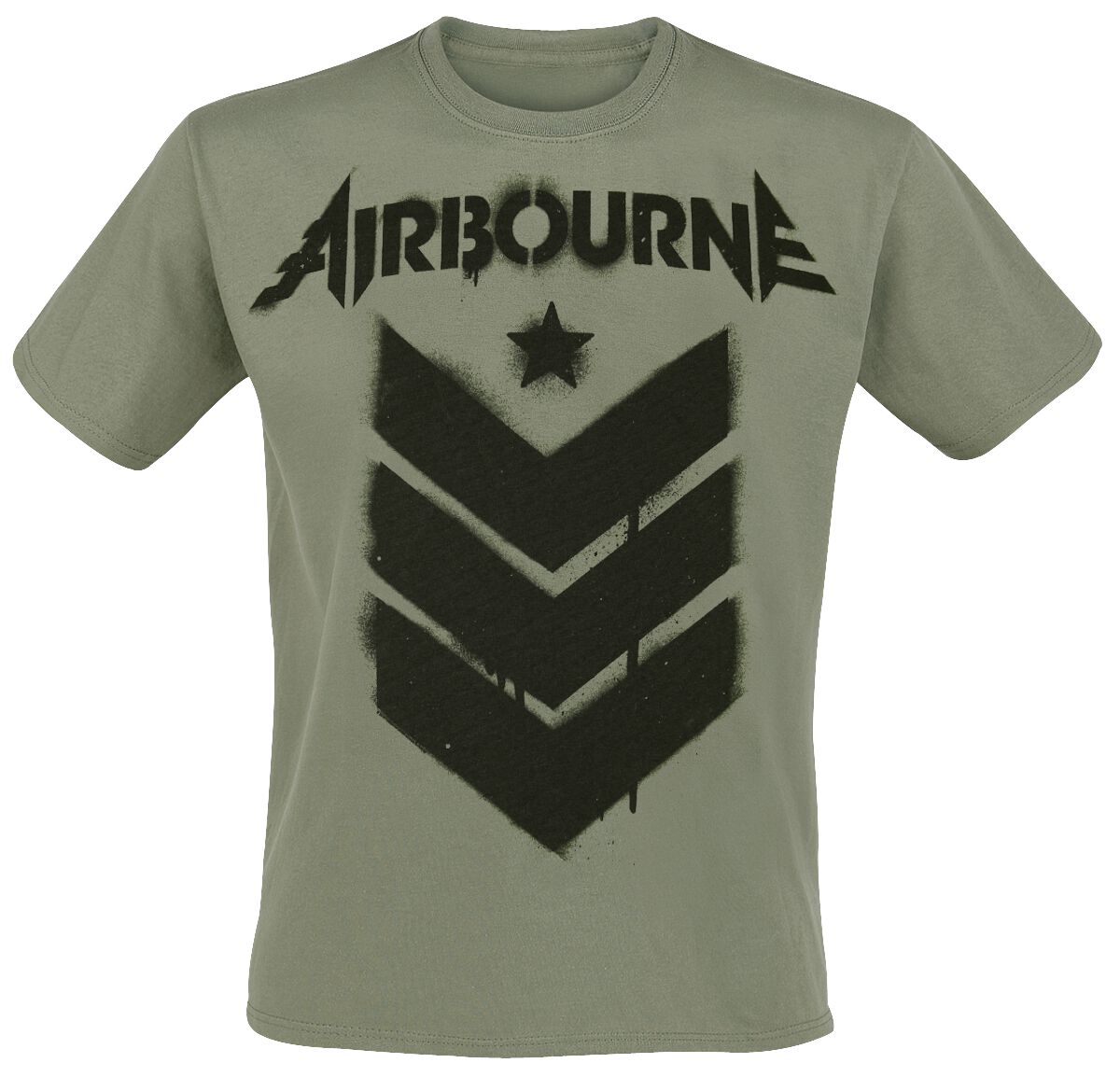 Airbourne T-Shirt - Stencil Stripes - S bis XXL - für Männer - Größe S - oliv  - Lizenziertes Merchandise! von Airbourne