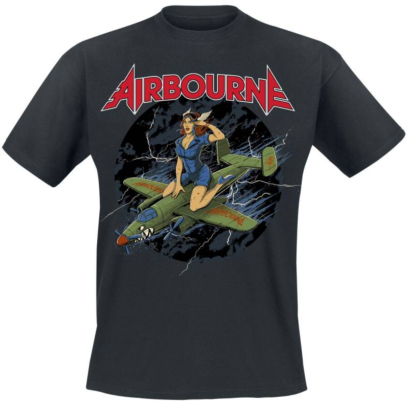Airbourne T-Shirt - Straddled Pin-Up - S bis 5XL - für Männer - Größe XXL - schwarz  - Lizenziertes Merchandise! von Airbourne