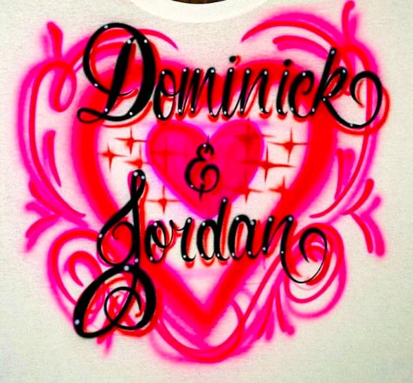 Airbrush T-Shirt Benutzerdefinierte Herz Paare Airbrush T-Shirt Benutzerdefinierte Herz Paare von AirbrushGenesis