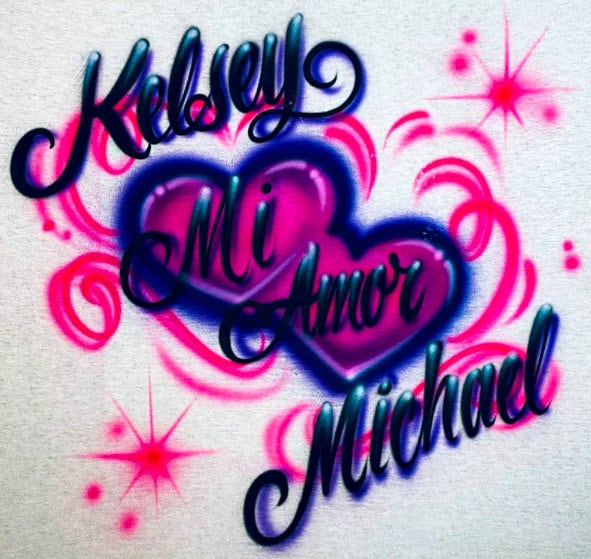 Airbrush T-Shirt Doppelherzen Mit Swirls Design Airbrush T-Shirt Doppelherzen Mit Swirls Design von AirbrushGenesis