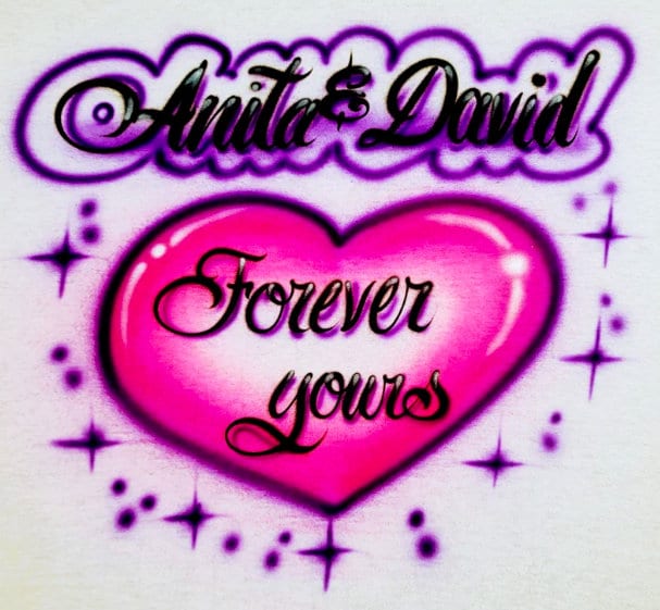 Airbrush T-Shirt Herz Paare Namen Design Airbrush T-Shirt Herz Paare Namen Design von AirbrushGenesis