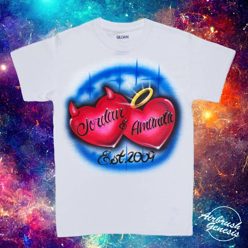 Airbrush T-Shirt Herz Teufel Engel Airbrush T-Shirt Herz Teufel Engel von AirbrushGenesis