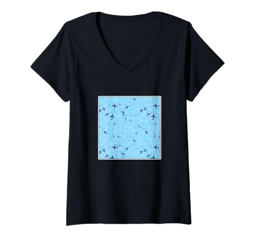 Damen Flugplatz Flugzeug Flugverkehr Controller Flughafen Pilot Geschenk T-Shirt mit V-Ausschnitt Damen Flugplatz Flugzeug Flugverkehr Controller Flughafen Pilot Geschenk T-Shirt mit V-Ausschnitt von Aircraft ATC Aviation Airline Air Traffic Control
