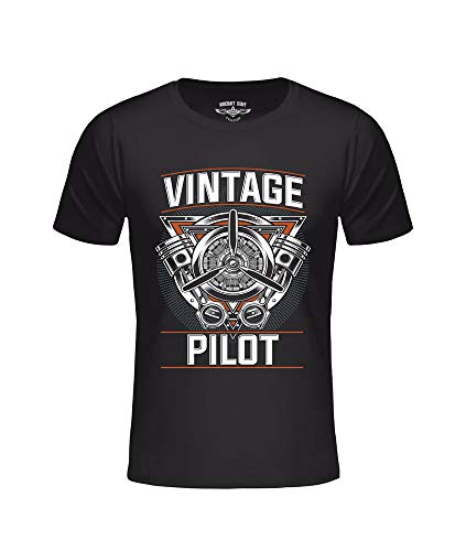 T-Shirt AC Vintage Pilot schwarz, Flugzeug Pilot (2XL) von Aircraft Staff