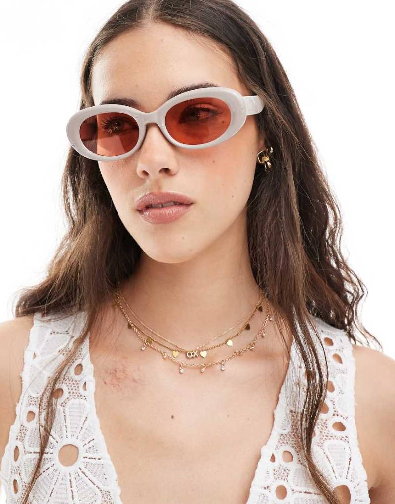 Aire - Epsilon - Ovale Sonnenbrille in Taupe mit rosafarbenen Gläsern von Aire
