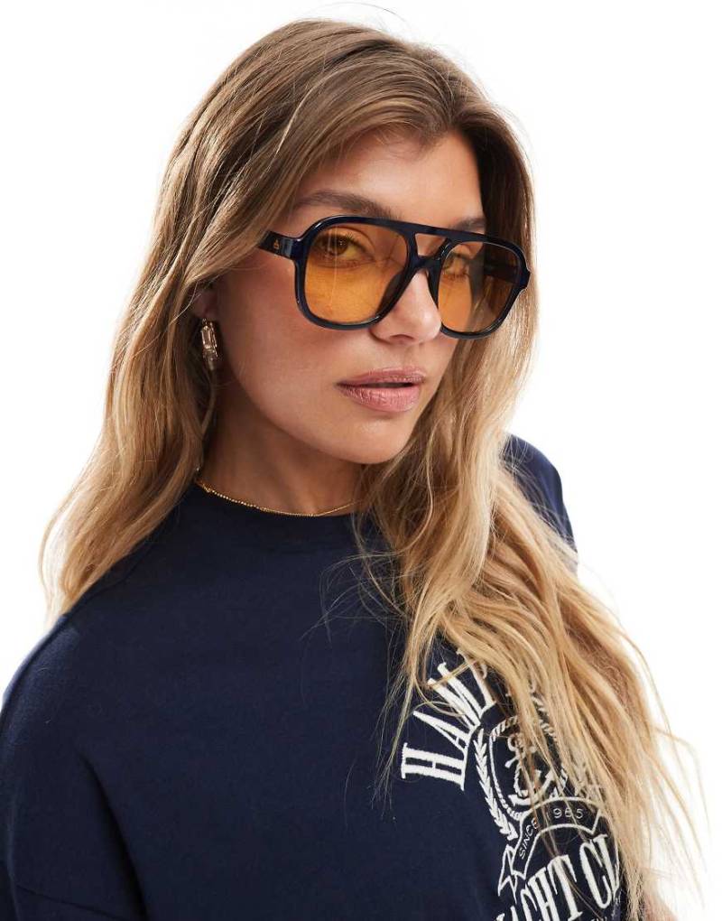 Aire - Whirlpool - Oversize-Pilotensonnenbrille in Marineblau mit goldfarbenen Gläsern von Aire