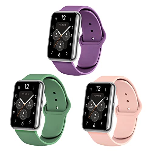 3-PCS Silikon Armbänder Für Huawei Watch Fit 2 Ersatzband Für Damen Frauen Herren Weiche Muster Blumen Sport Armband mit Kompatibel mit Huawei Watch Fit 2 (A) von AireWiki