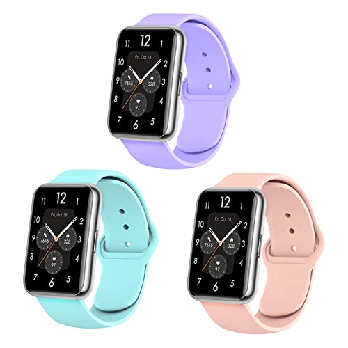 3-PCS Silikon Armbänder Für Huawei Watch Fit 2 Ersatzband Für Damen Frauen Herren Weiche Muster Blumen Sport Armband mit Kompatibel mit Huawei Watch Fit 2 (D) von AireWiki