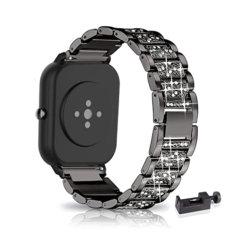 AireWiki Armband Kompatibel mit Garmin Venu Sq 2/ Venu Sq 2 Music Armband Edelstahl Für Herren Damen Elegant Metall Uhrenarmband Für Garmin Venu Sq 2/ Venu Sq 2 Music (Schwarz) von AireWiki