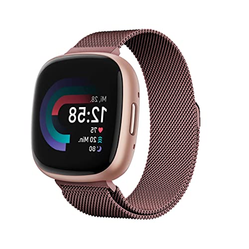 AireWiki Edelstahl Armband Kompatibel mit Fitbit Versa 4/ Fitbit Sense 2 Armband Metall Ersatz Mesh mit Magnetische Für Herren Damen Uhrenarmband Für Fitbit Versa 4/Sense 2 (3) von AireWiki