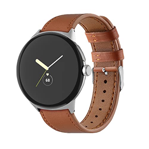 AireWiki Leder Armbänd Kompatibel mit Google Pixel Watch Armband Für Damen Herren Echte Ersatzband mit Uhrenarmband Für Google Pixel Watch (braun) von AireWiki