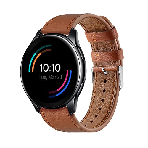 AireWiki Lederarmband Armbänd Kompatibel mit OnePlus Watch Für Damen Herren Echte Ersatzband mit Uhrenarmband Für OnePlus Watch (braun) von AireWiki