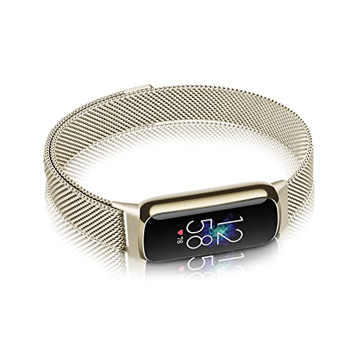 AireWiki Metall Armband Kompatibel mit Fitbit Luxe Armband Edelstahl Ersatz Mesh mit Magnetische Für Herren Damen Uhrenarmband Für Fitbit Luxe (Sekt) von AireWiki