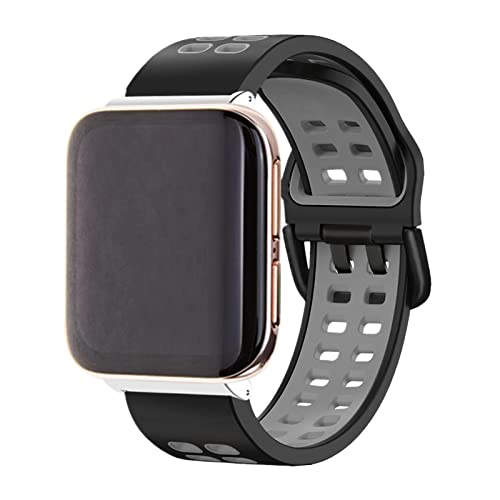 AireWiki Sport Armbänder Für Oppo Watch 41mm/46mm Armband Silikon Für Herren Damen Weiche Wasserdicht Edelstahlschnalle Ersatzband mit Kompatibel mit Oppo Watch 41mm/46mm (C,46mm) von AireWiki