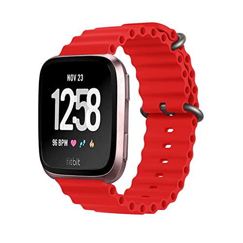 AireWiki Sport Armbänder Kompatibel mit Fitbit Versa 2/Versa Lite Armband Fitbit Versa 3 /Sense Silikon Ersatzband Für Damen Herren Armband (rot,Versa 3 /Sense) von AireWiki