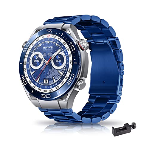 Armband Kompatibel mit HUAWEI Watch Ultimate Armband Edelstahl Für Herren Damen Elegant Metall Uhrenarmband Für HUAWEI Watch Ultimate (Blau) von AireWiki