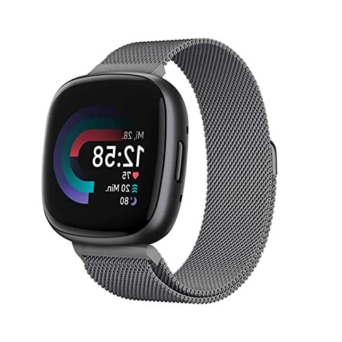 AireWiki Edelstahl Armband Kompatibel mit Fitbit Versa 4/ Fitbit Sense 2 Armband Metall Ersatz Mesh mit Magnetische Für Herren Damen Uhrenarmband Für Fitbit Versa 4/Sense 2 (11) von AireWiki