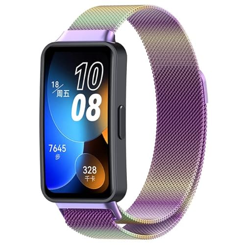 Edelstahl Armband Kompatibel mit Huawei Band 8 Armband Metall Ersatz Mesh mit Magnetische Für Herren Damen Uhrenarmband Für Huawei Band 8 (Violett) von AireWiki