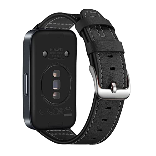 Leder Armbänd Kompatibel mit Huawei Band 8 Armband Für Damen Herren Echte Ersatzband mit Uhrenarmband Für Huawei Band 8 (Schwarz) von AireWiki