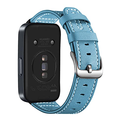 Leder Armbänd Kompatibel mit Huawei Band 8 Armband Für Damen Herren Echte Ersatzband mit Uhrenarmband Für Huawei Band 8 (blau) von AireWiki